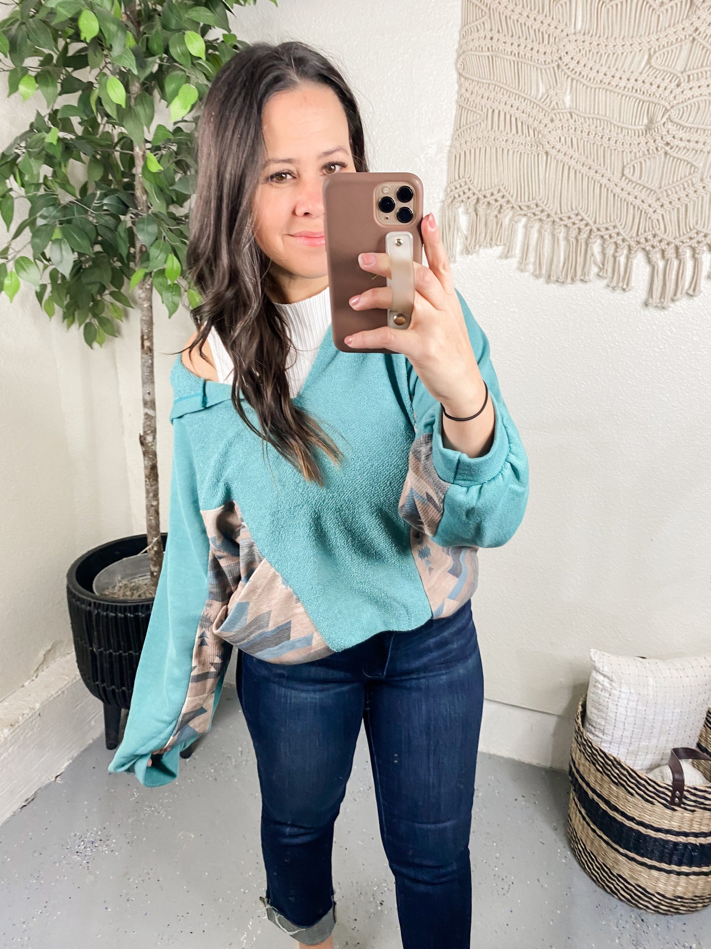 Southwest Sunrise Patchwork Hoodie