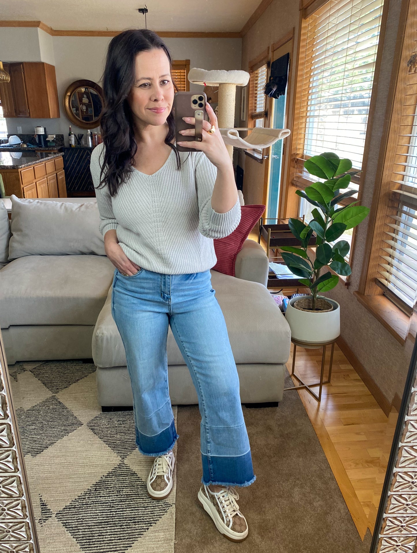 Told You So Ribbed Knit V Neck Sweater