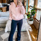 Half Zip Cropped Hoodie in Pink