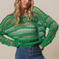 Long Sleeve Knit Cover Up -Green