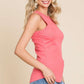 Ribbed Round Neck Tank - Coral Pink