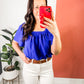 Keep Me Close Square Neck Short Sleeve Blouse in Royal