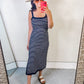 Navy Striped Midi Cami Dress