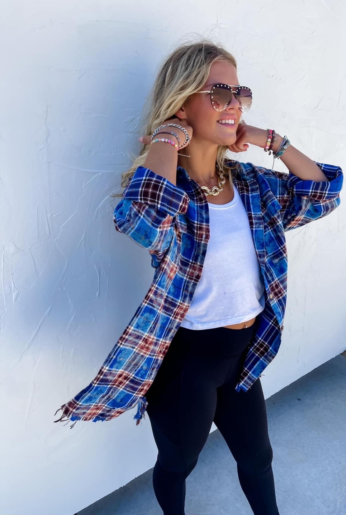PREORDER- RYANN BLEACHED PLAID TOPS (SHIPS EARLY OCT.)