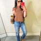 Mock Neck Short Sleeve Cropped Sweater - Camel