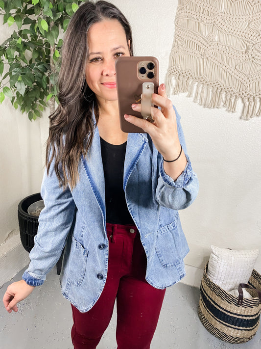 Business Brunch Denim Blazer