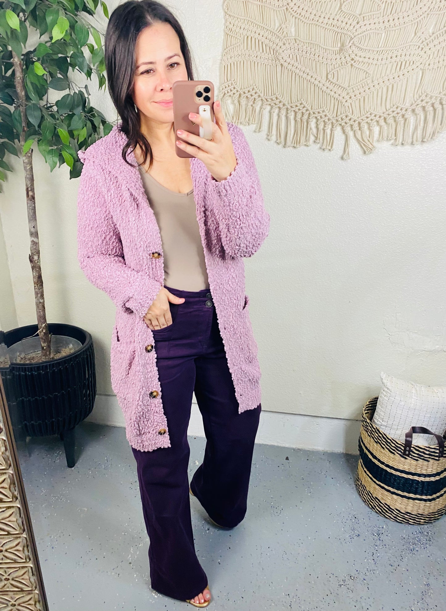 Soft Wisteria Hooded Cardigan