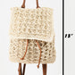 Straw Braided Faux Leather Strap Backpack Bag