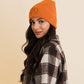 Smiley Face Embroidered Ribbed Knit Beanie: Green