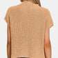 Mock Neck Short Sleeve Cropped Sweater - Tan