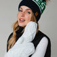 Navy, Green & White Apres Pom Hat