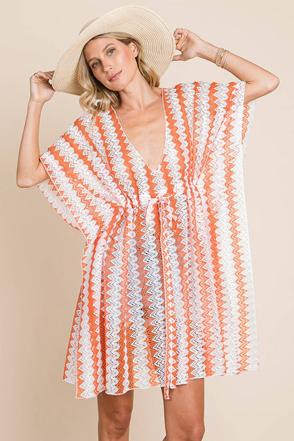 Multi Crochet Lace Cover Up - Orange