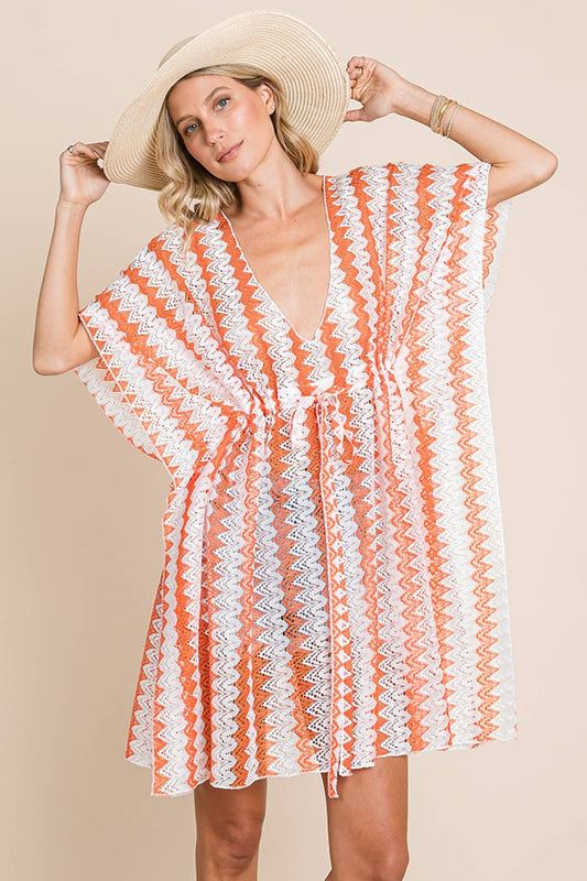 Multi Crochet Lace Cover Up - Orange