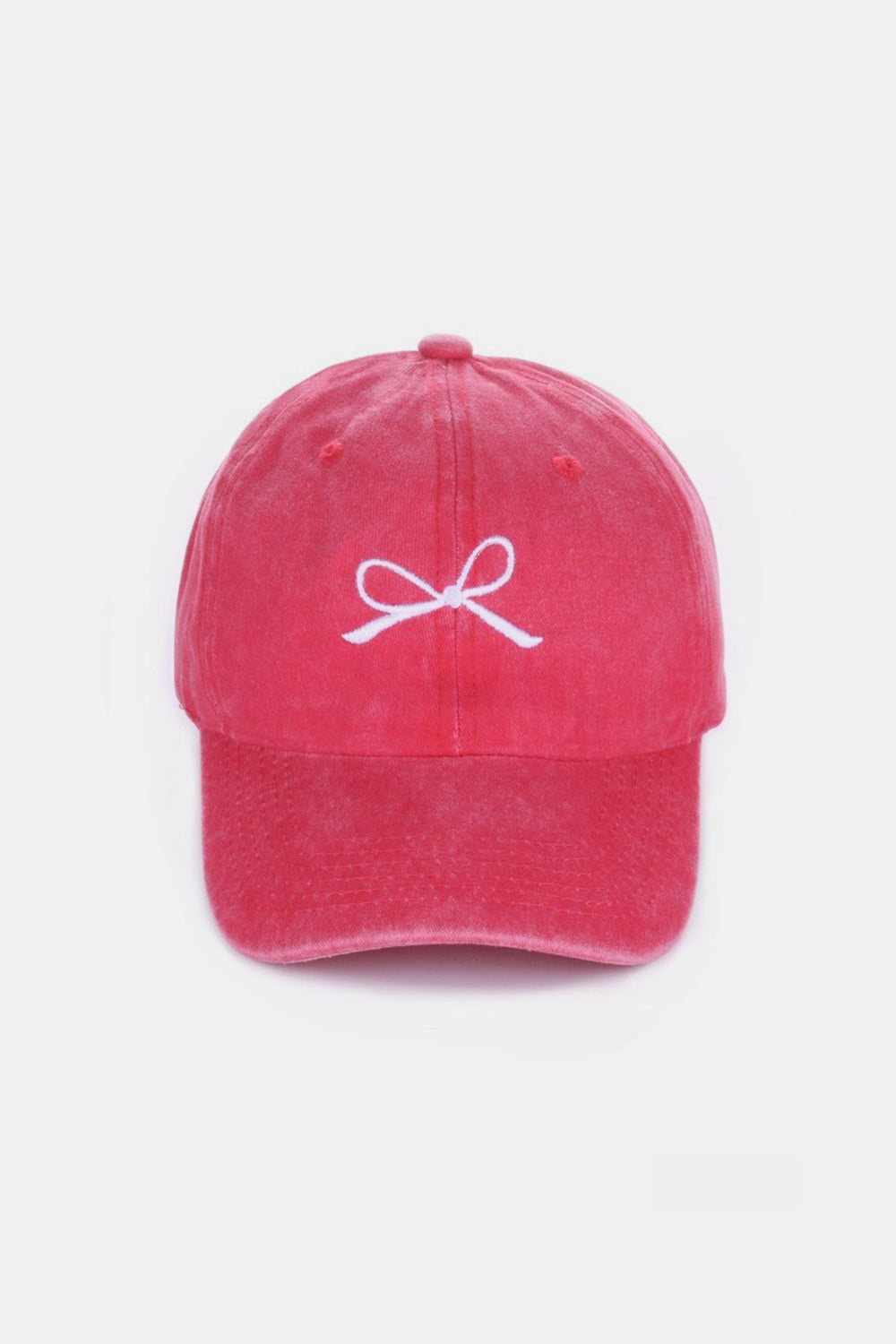 Bow Embroidered Washed Ballcap