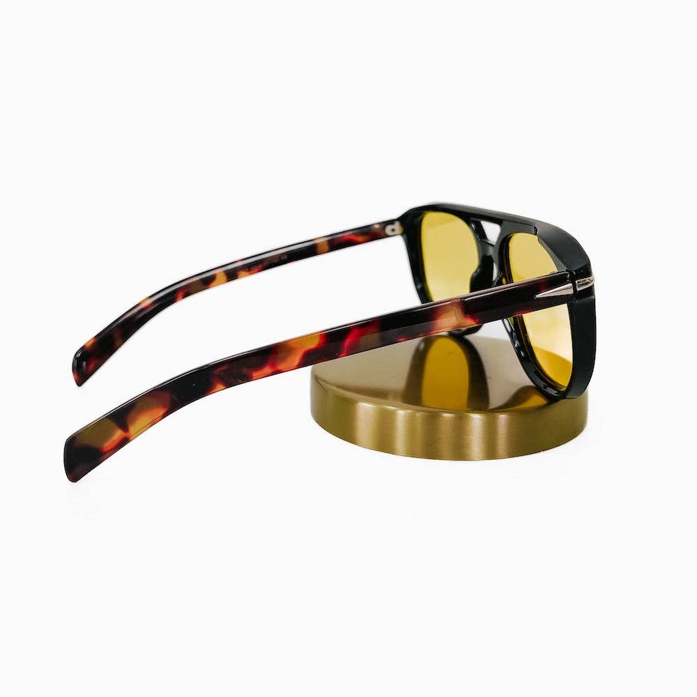 Goldie Double Bridge Aviator Sunglasses: Brown Lens
