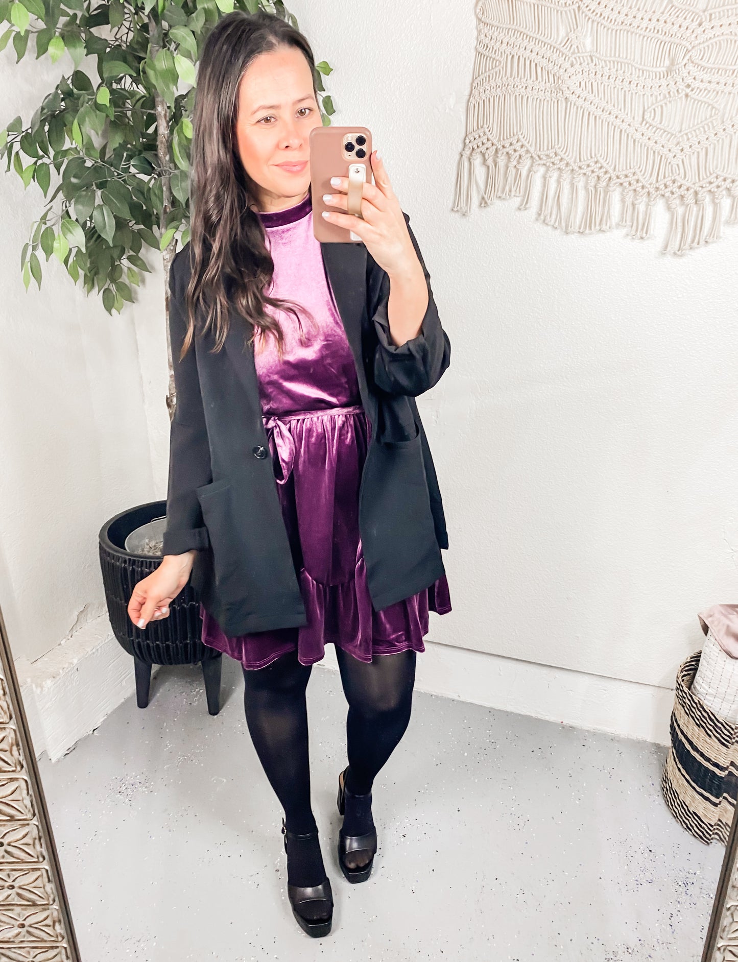 Tied In A Bow Velvet Dress
