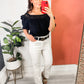 Square Neck Ruffled Blouse in Black