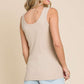Ribbed Scoop Neck Tank - Tan