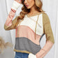 Color Block Knitted Hoodie - Multiple Colors Available