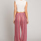 Striped Smocked Cover Up Pants - Fuschia