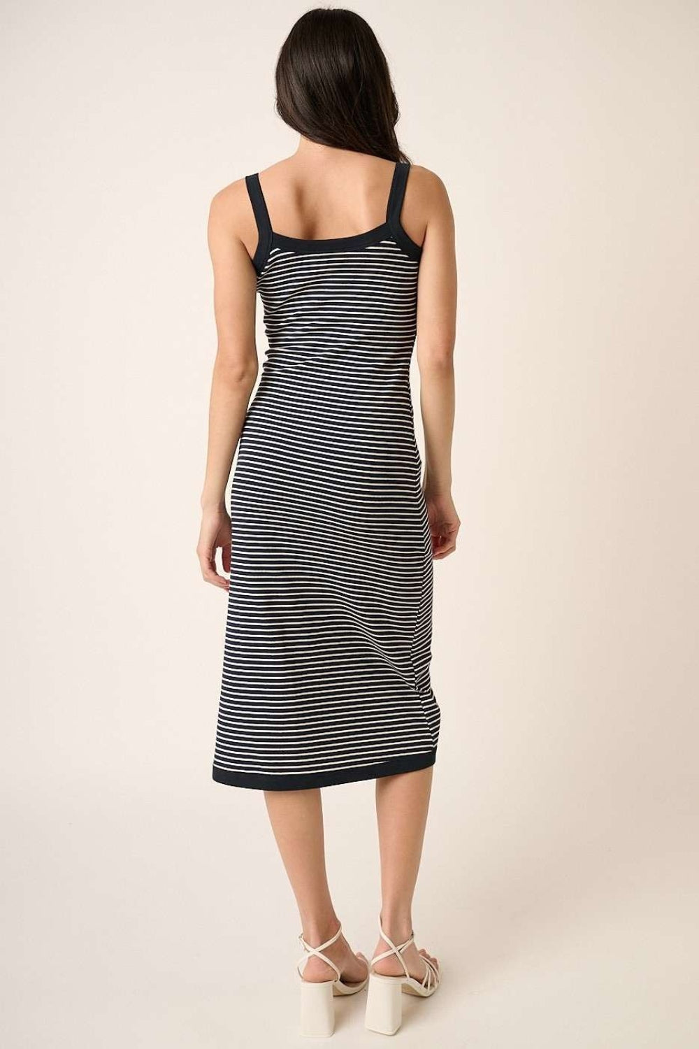 Navy Striped Midi Cami Dress