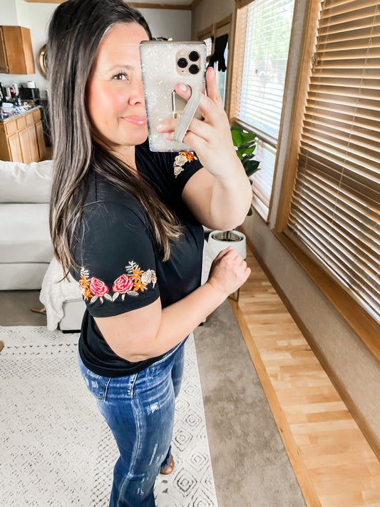 Roses On My Sleeves Embroidered Top