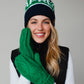 Navy, Green & White Apres Pom Hat