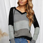 Color Block Knitted Hoodie - Multiple Colors Available