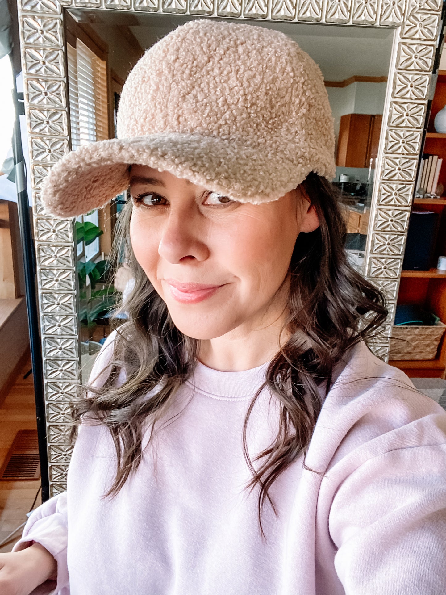 Lyla Sherpa Ball Cap in Pink