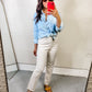 RFM Tummy Control High Waist Cropped Boot Cut Jeans - Off White