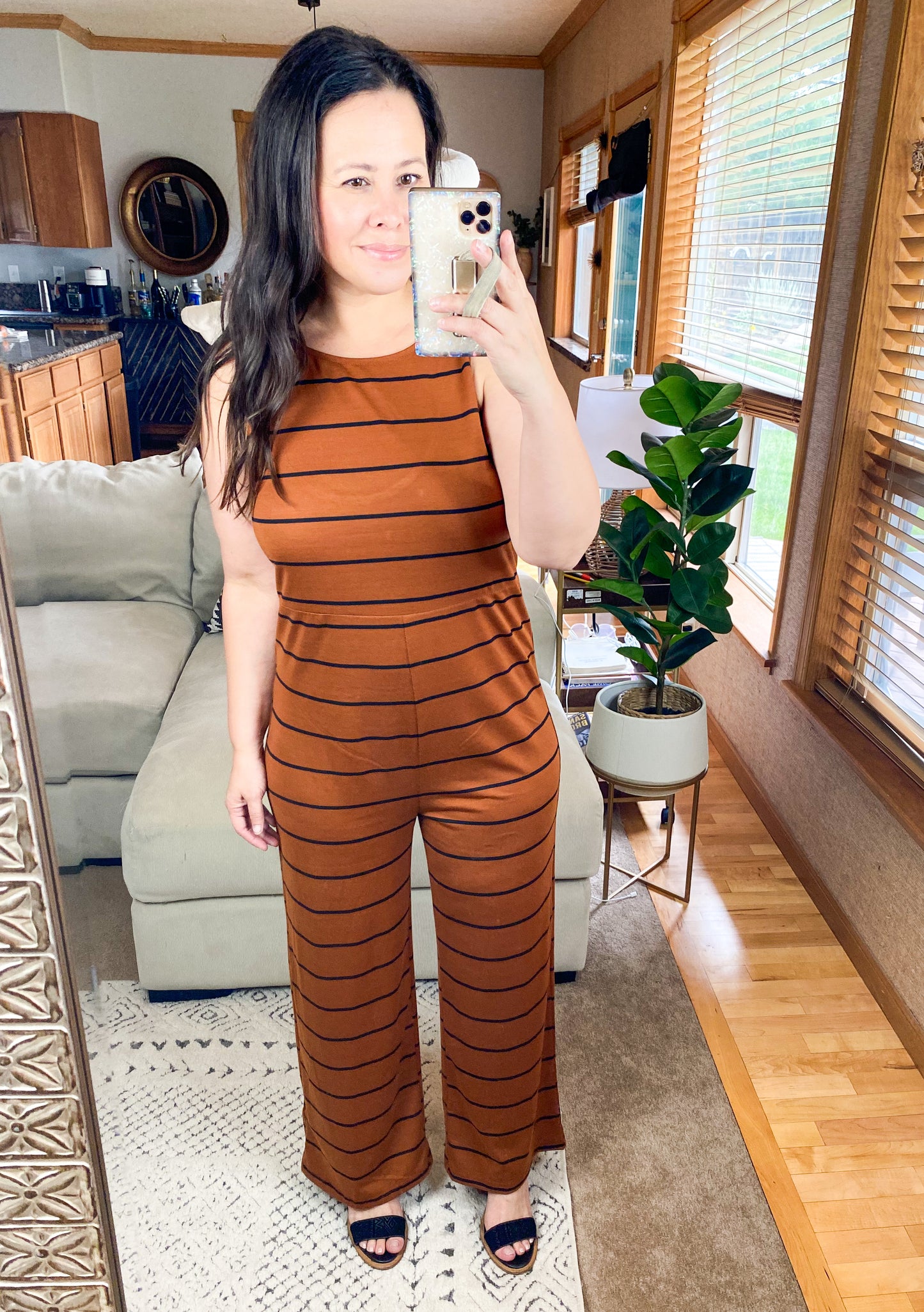 Striped Sleeveless Wide Leg Jumpsuit