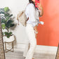 Straw Braided Faux Leather Strap Backpack Bag