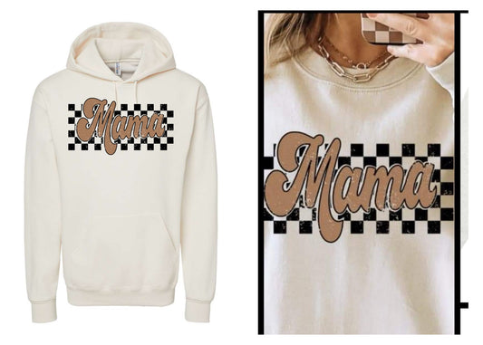 Checkered Hoodie {Mama, Aunt or Coffee}