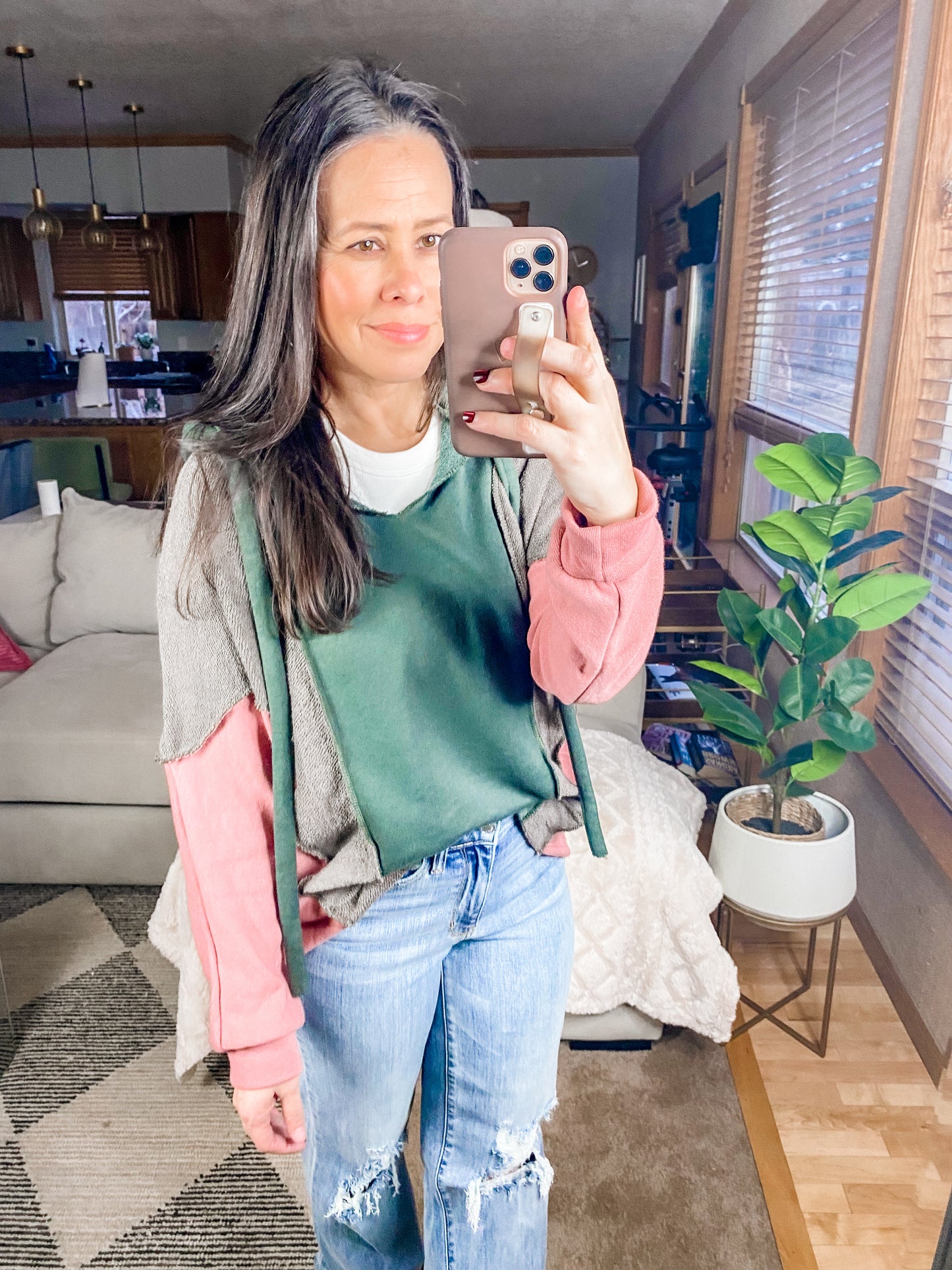 Message Me Back Color Block Hoodie