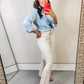 RFM Tummy Control High Waist Cropped Boot Cut Jeans - Off White