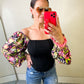 Floral Balloon Sleeve Blouse