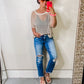 BAYEAS Mid Rise Distressed Ripped Straight Jeans