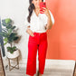 Judy Blue Tummy Control Wide Leg Crop Jeans in Red