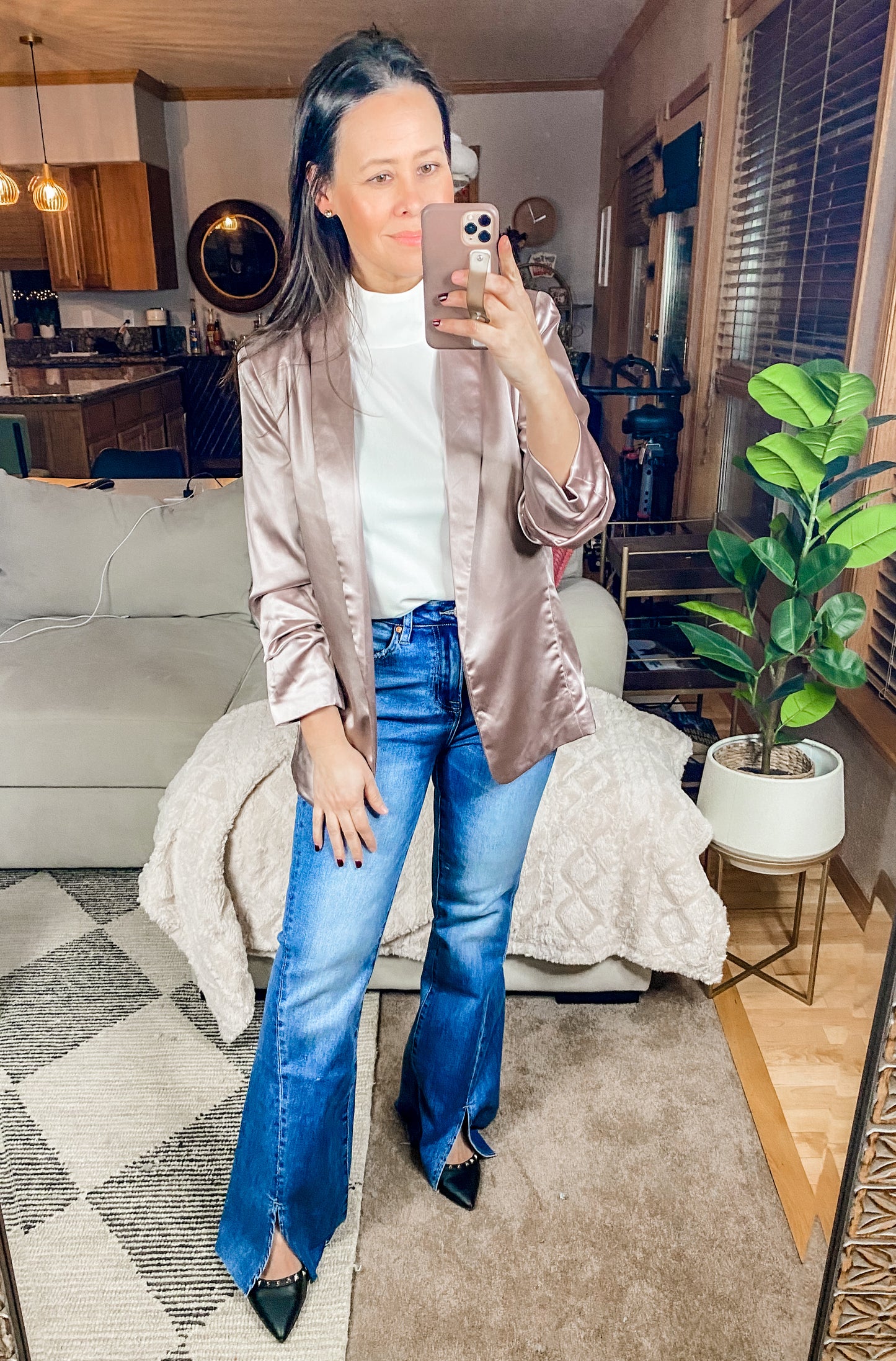 BAYEAS Slit Flare Jeans
