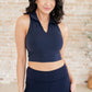 Backcourt Collared V-Neck Tank in Navy