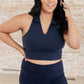 Backcourt Collared V-Neck Tank in Navy
