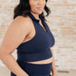 Backcourt Collared V-Neck Tank in Navy