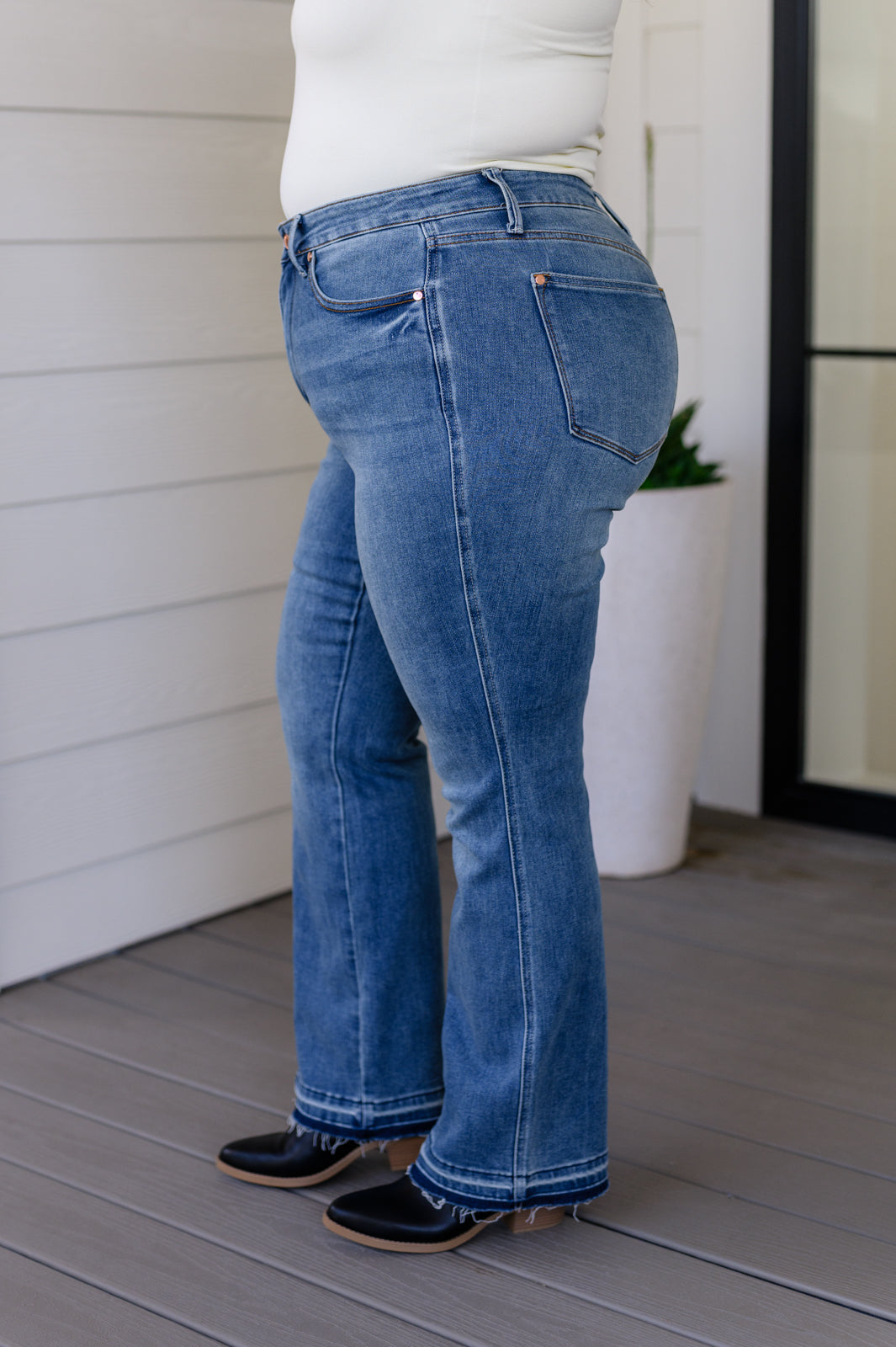 Judy Blue High Rise Tummy Control Release Hem Slim Bootcut Jeans