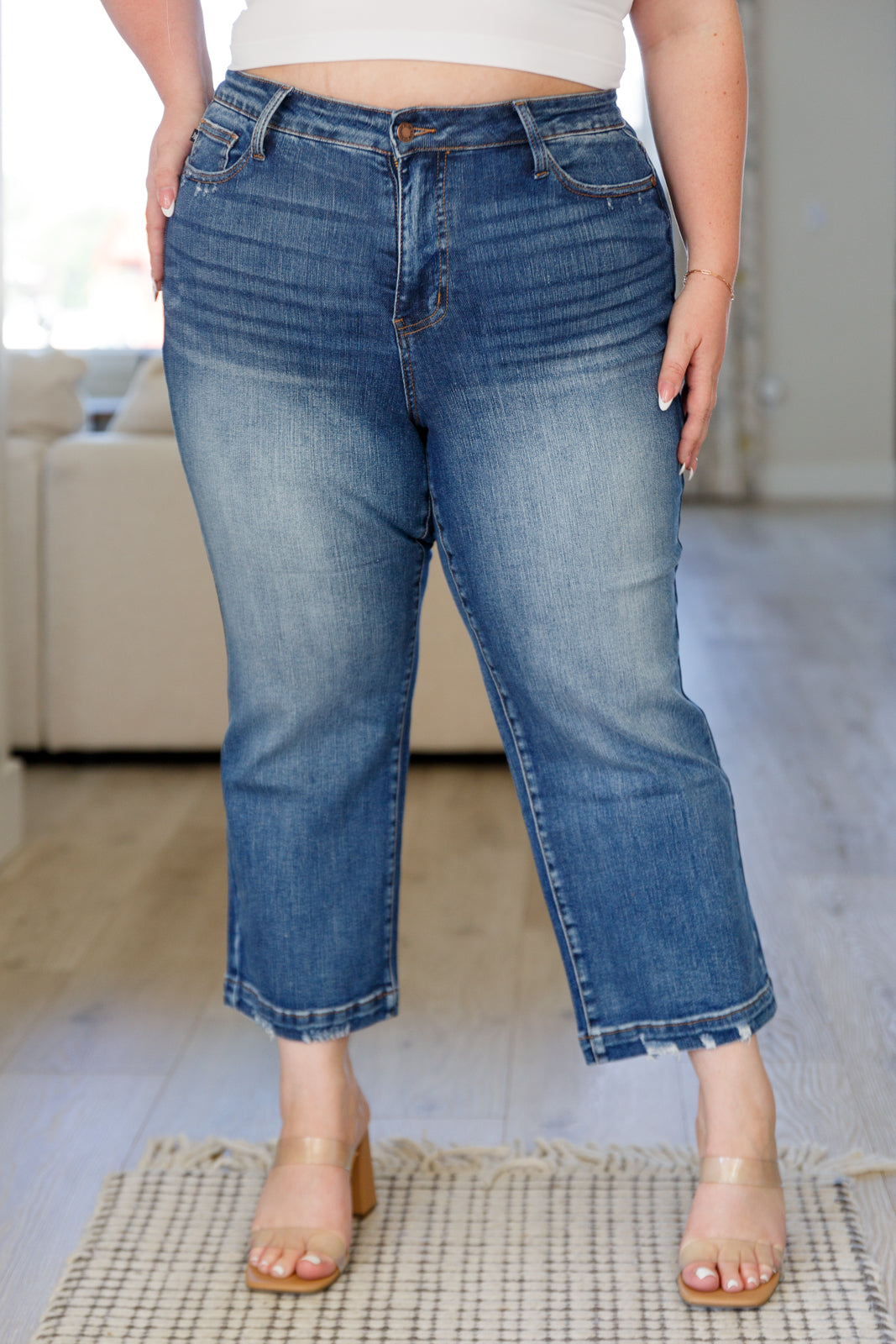 Judy Blue High Rise Vintage Wide Leg Crop Jeans