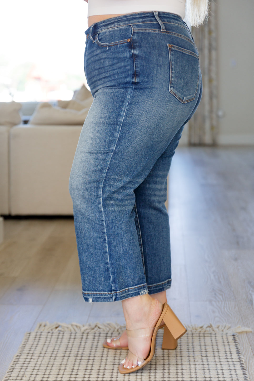 Judy Blue High Rise Vintage Wide Leg Crop Jeans