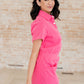 Break Point Collared Romper in Hot Pink