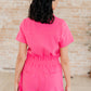 Break Point Collared Romper in Hot Pink