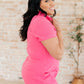 Break Point Collared Romper in Hot Pink