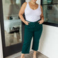 Judy Blue High Rise Tummy Control Wide Leg Crop Jeans in Teal