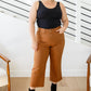 Judy Blue High Rise Tummy Control Wide Leg Crop Jeans in Camel